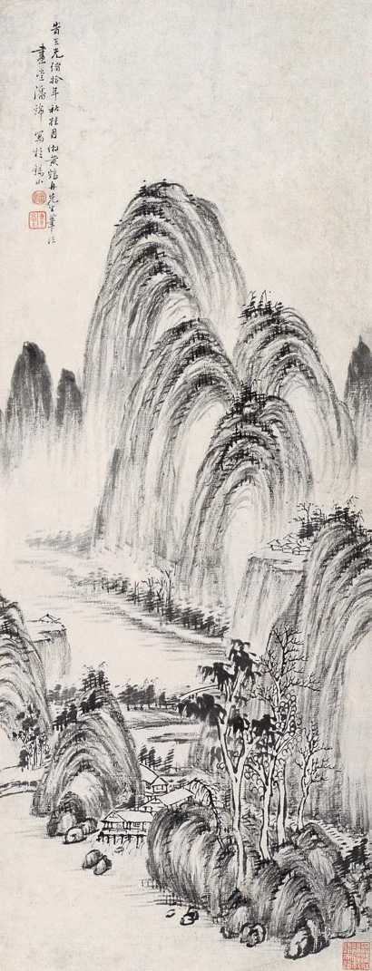 潘锦 1884年作 山水 立轴